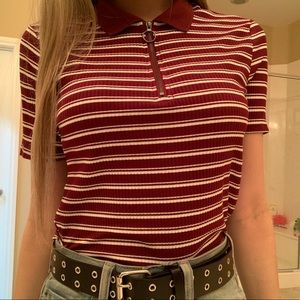 NWT tillys striped collar tee